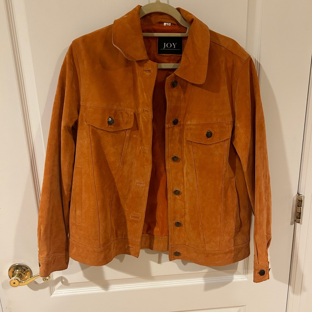 Vintage real leather suede orange Jean jacket